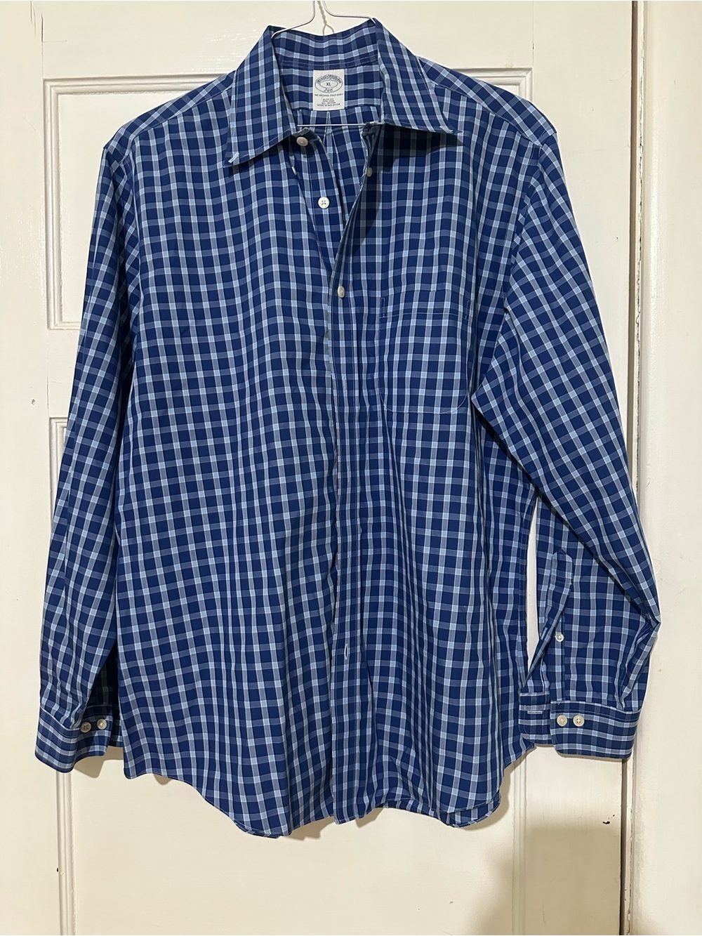 Brooks Brothers Blue Plaid Long-Sleeve Dress Shirt